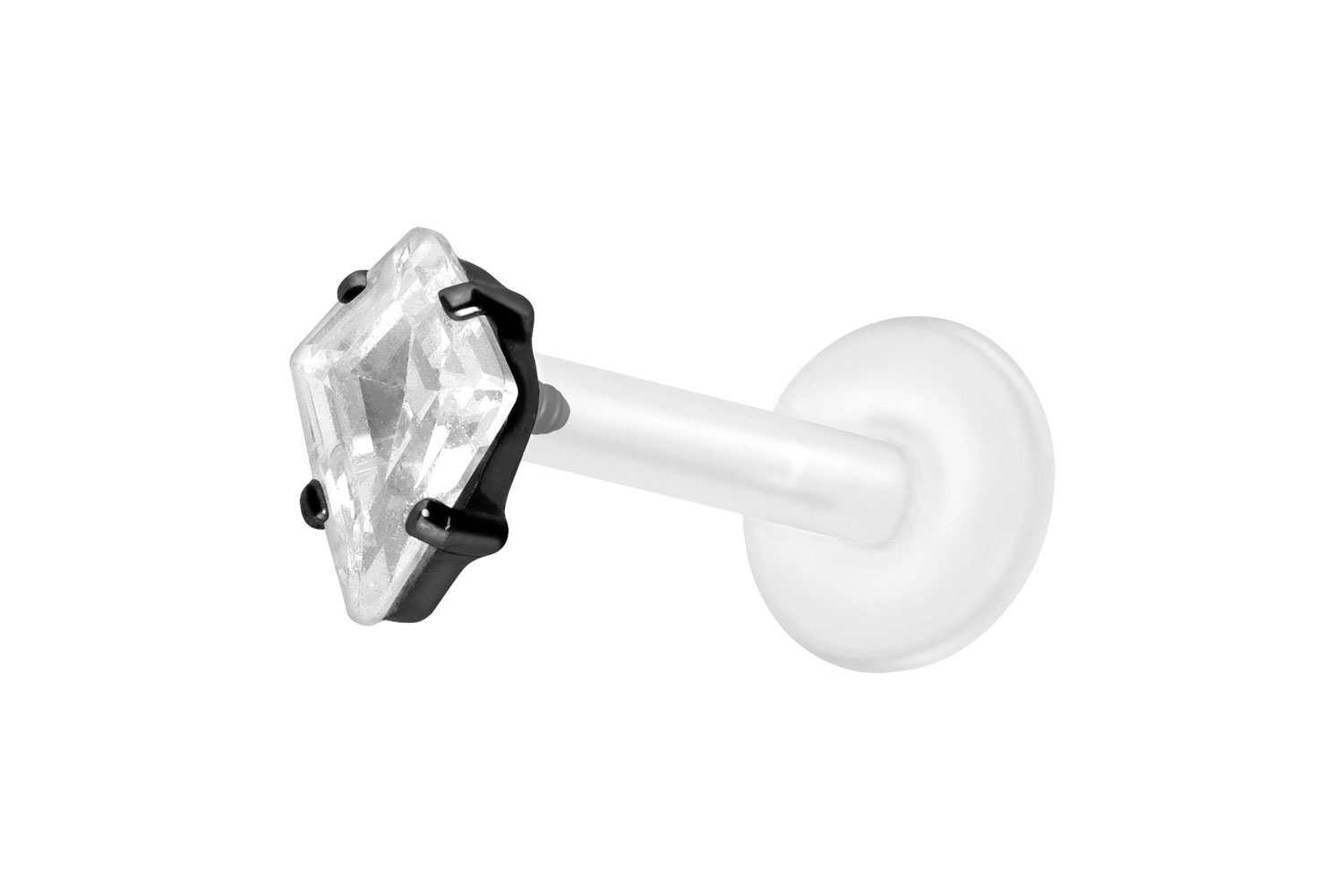 PTFE Labret Piercing mit Innengewinde + Titan-Aufsatz KRISTALLRAUTE